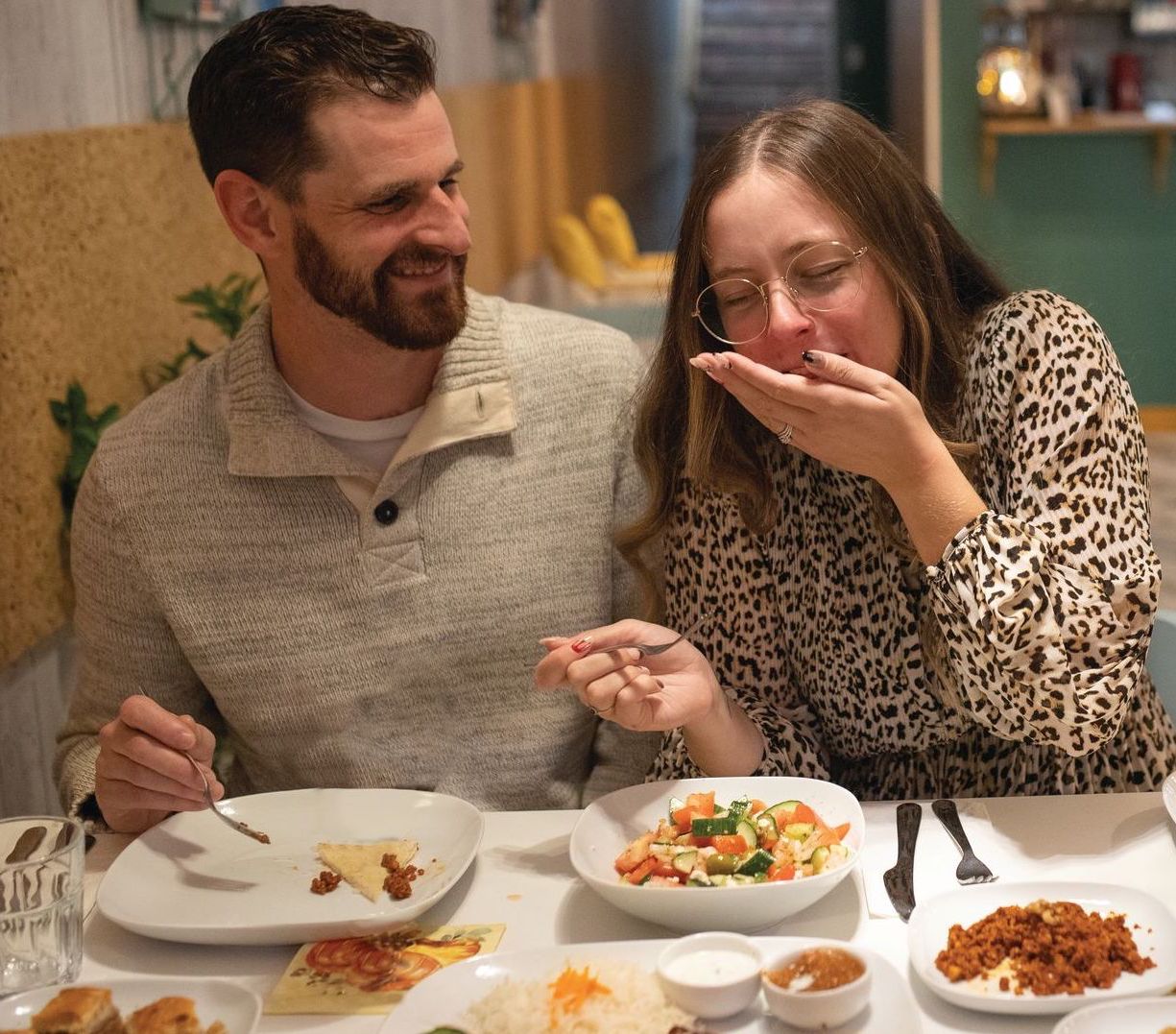 Couple eating at a restaurant