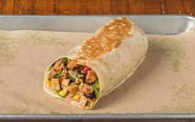 A burrito on a table